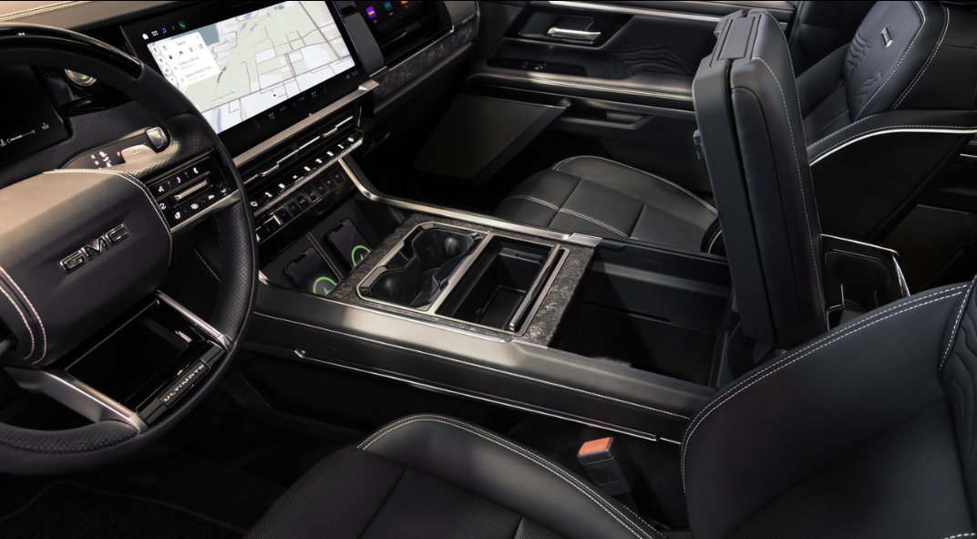 The center console of the 2027 GMC Sierra 1500 full of new technological upgrades. 